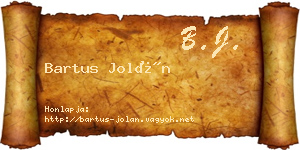 Bartus Jolán névjegykártya