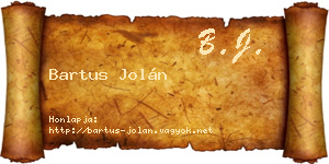 Bartus Jolán névjegykártya